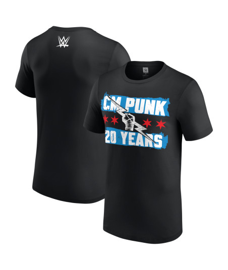Men's Black CM Punk 20 Years Flag T-Shirt
